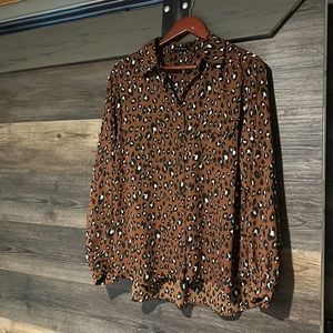 Dark brown leopard print blouse